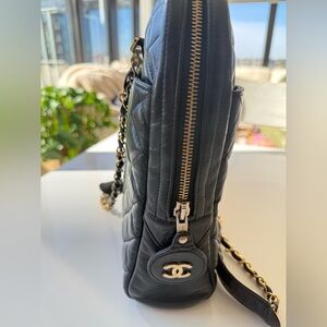 Chanel Black Vintage Quilted Shoulder Bag with Gold Accents